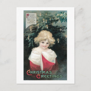 Altmodisches Weihnachten, Mädchen Feiertagspostkarte