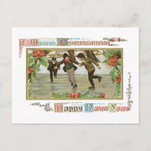 Altmodisches Weihnachten, Skateneisbahn Feiertagspostkarte