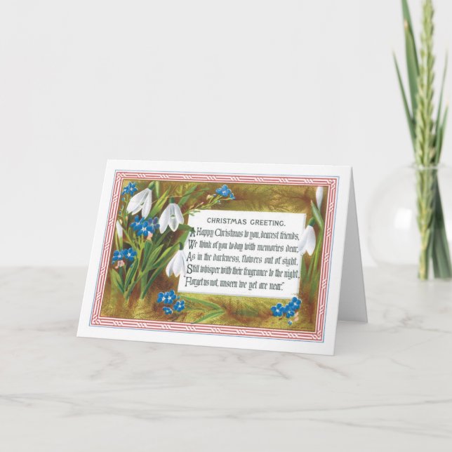 Altmodisches Weihnachten, Snowdrops Feiertagskarte (Vorderseite)