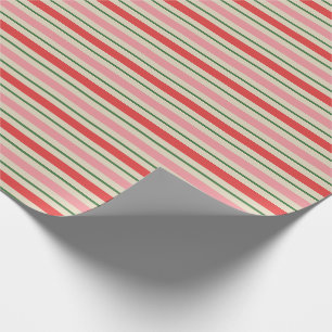 Altmodisches Weihnachtsstreifenmuster Rosa Rot Geschenkpapier