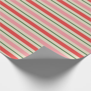 Altmodisches Weihnachtsstreifenmuster Rosa Rot Geschenkpapier