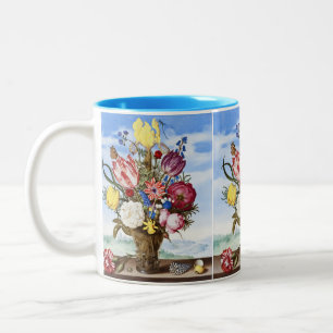 Altniederländisches Blumenstilleben des Goldenen Z Zweifarbige Tasse