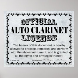 Alto Clarinet License Poster