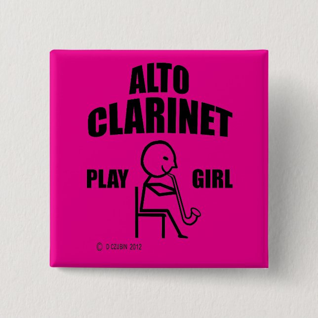 Alto Clarinet Play Girl Button (Vorderseite)