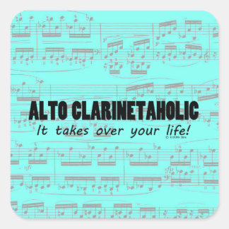 Alto Clarinetaholic übernimmt den Life Square Stic Quadratischer Aufkleber