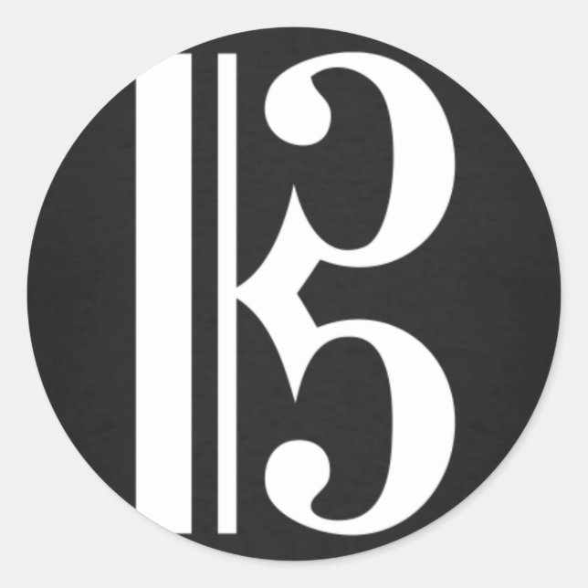 Alto Clef auf schwarzem Aufkleber (Vorderseite)