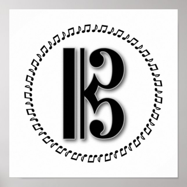 Alto oder Tenor Clef Musiknote Design C Clef Poster (Vorne)