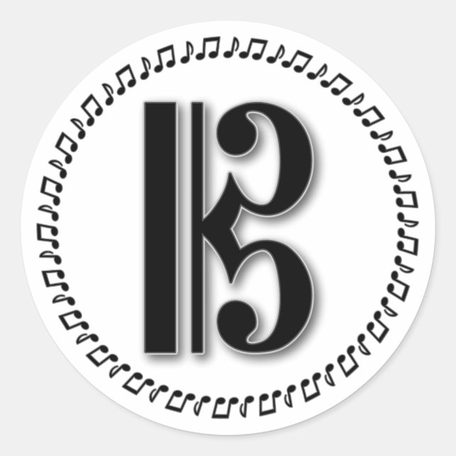 Alto oder Tenor Clef Musiknote Design C Clef Runder Aufkleber (Vorderseite)