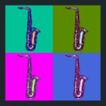 Alto Saxophon Pop Art Poster<br><div class="desc">Vintage-Bilder, Kunst und Ephemerien blieben in einzigartiger Kleidung, Kunst und Accessoires erhalten. Alle Arten von Designs, wie z.B. Labels, Werbespots, Kunstwerke und Holzschnitte, die in Shirts, Schmuck, Plakate usw. umgewandelt werden.</div>