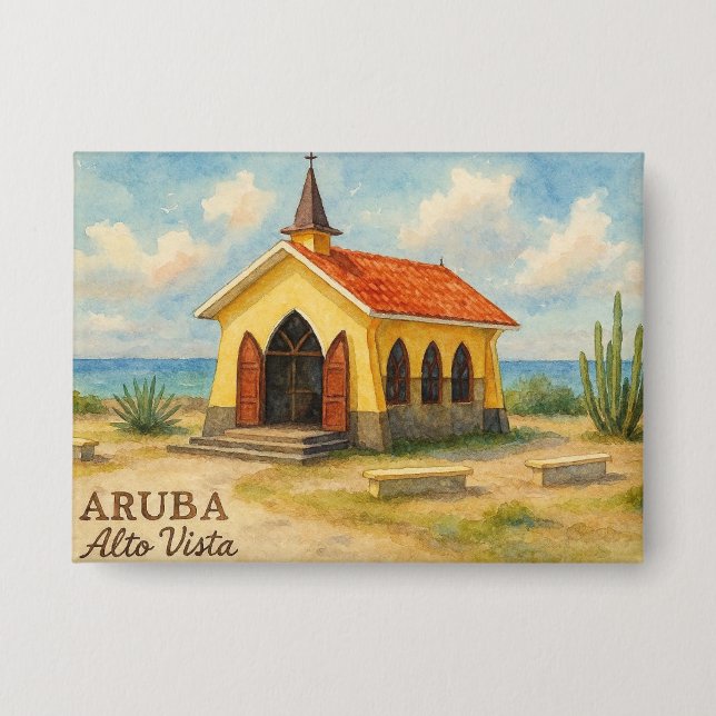 Alto Vista Aruba Aquarell Button (Vorderseite)