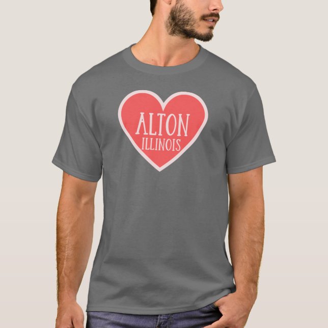Alton Illinois Niedlich Heart Oversified T-Shirt (Vorderseite)