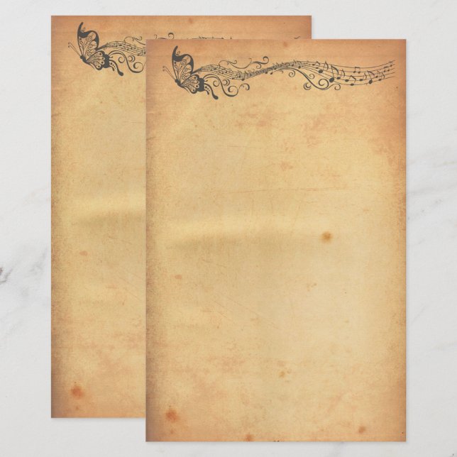 Altpapier-Schmetterlingssteine Briefpapier (Vorne/Hinten)
