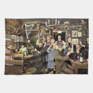 Altraditionelle Bar mit feiernden Menschen, eine P Geschirrtuch