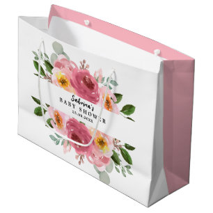Altrosa   Blush Pink Floral Baby Dusche Große Geschenktüte