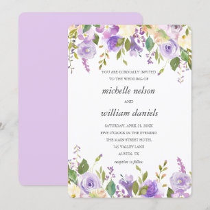 Altrosa Chic Lavender Watercolor Floral Wedding Einladung