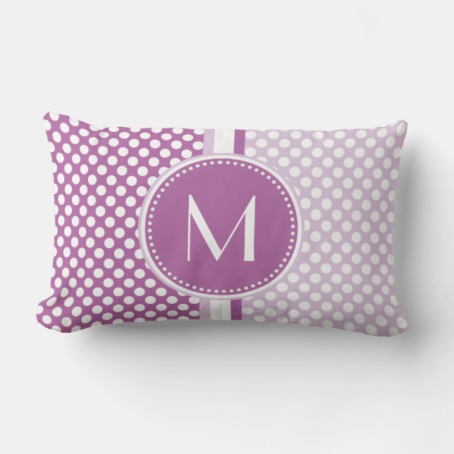Altrosa | Lavender Polka Dots Monogram Lendenkissen (Vorderseite)