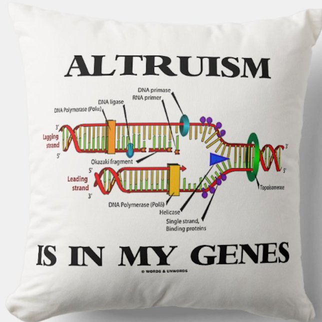 Altruismus steckt in der DNA-Replikation meiner Ge Kissen (Molecular biology attitude throw pillow for anyone who does lots of volunteer work!)