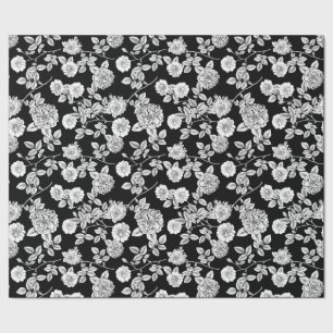 Altschwarz   White Florals DIY Background Geschenkpapier