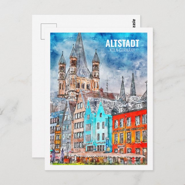 Altstadt Koln Deutschland Berühmtes Travel Waterco Postkarte (Vorne/Hinten)