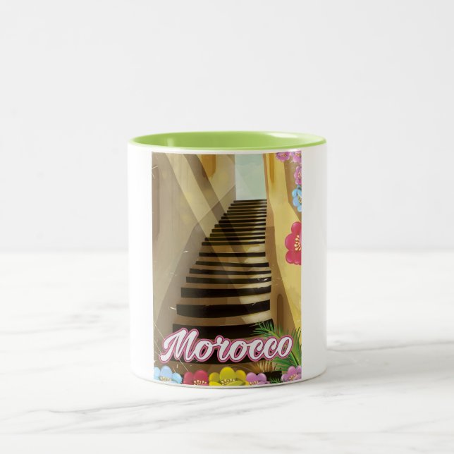 Altstadt Marokko Reiseplakat Zweifarbige Tasse (Mittel)