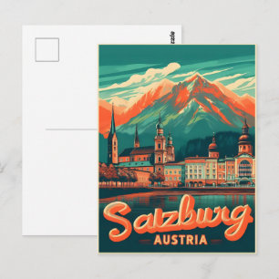 Altstadt Österreich Hauptstadt Salzburg Skyline Postkarte