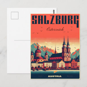 Altstadt Österreich Hauptstadt Salzburg Skyline Postkarte