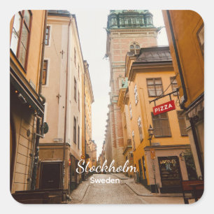 Altstadt, Stockholm, Schweden Souvenir Quadratischer Aufkleber