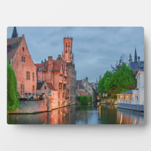 Altstadt und Belfischer Turm am Abend in Brügge Fotoplatte