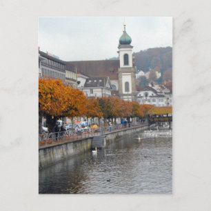 Altstadt von Luzern - Jesuitenkirche und Uferprome Postkarte