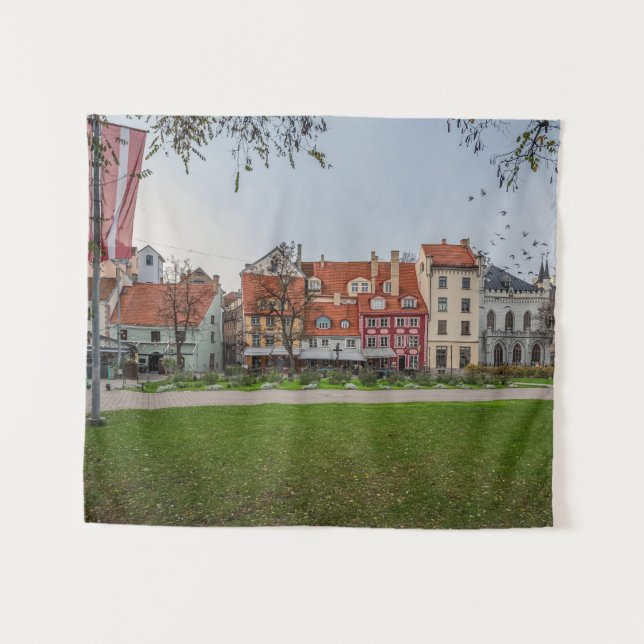Altstadt von Riga im Herbst Wandteppich (Vorderseite (Horizontal))