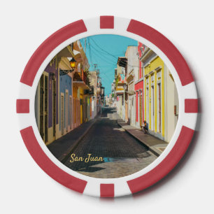 Altstadt von San Juan Kopfsteinpflaster-Straßenfot Pokerchips