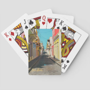 Altstadt von San Juan Kopfsteinpflaster-Straßenfot Spielkarten