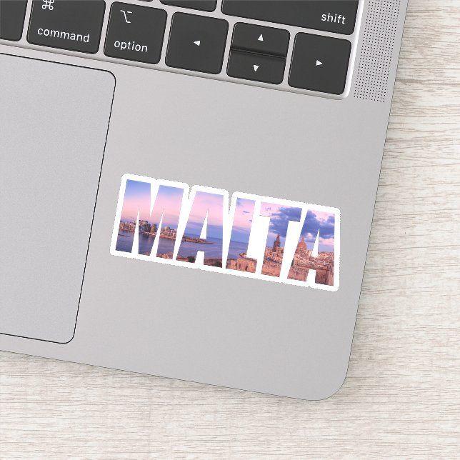 Altstadt von Valletta und Hafen Malta Text Aufkleber (Detail)