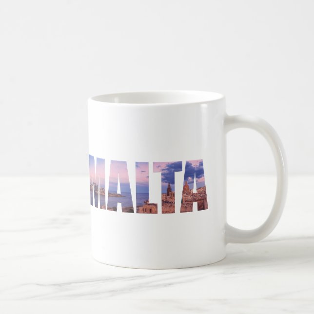 Altstadt von Valletta und Hafen Malta Text Kaffeetasse (Rechts)