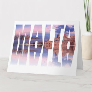 Altstadt von Valletta und Hafen Malta Text Karte