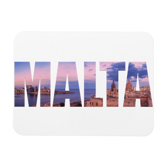 Altstadt von Valletta und Hafen Malta Text Magnet (Horizontal)