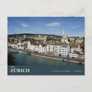 Altstadt von Zürich neben der Limmat Postkarte