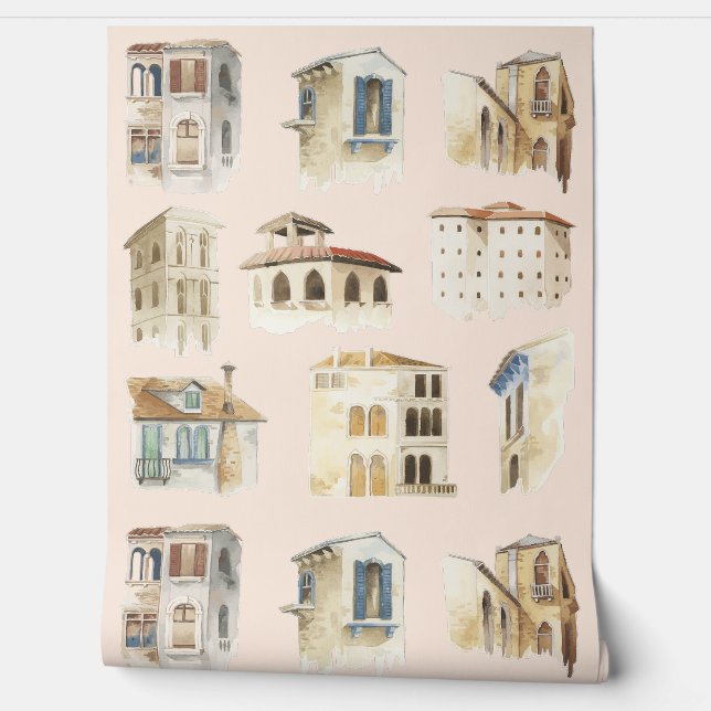 Altstadt Wasserfarben Skizzen Delikatessen Tapete (Abrollen)