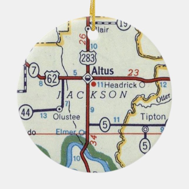 Altus Oklahoma Vintage Karte Keramik Ornament (Hinten)