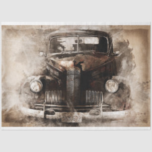 Altwagen Vintag 20 x 30 Decoupage Seidenpapier