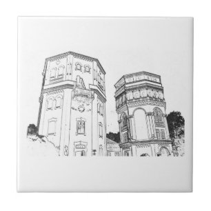 Altwasserturm Architekturskizze Fliese