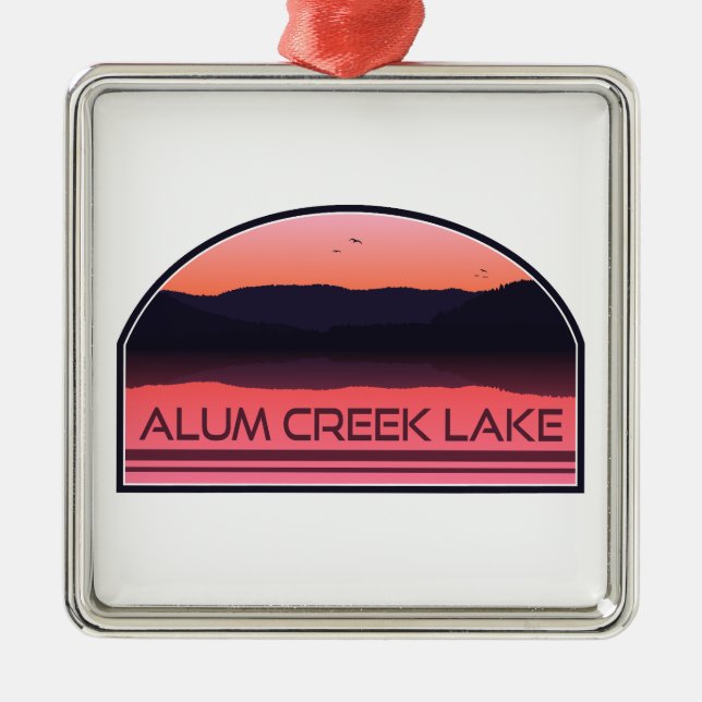 Alum Creek Lake Ohio Red Sunrise Ornament Aus Metall (Vorne)