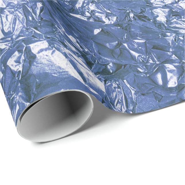 Aluminium Foil Blue Navy Metallic Falten Geschenkpapier (Rolleneckpunkt)