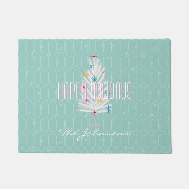 Aluminium Weihnachtsbaum Aquamarine Weihnachtszeit Fußmatte (Vorderseite)