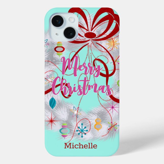 Aluminium Wreath Retro Weihnachten Case-Mate iPhone Hülle (Rückseite)