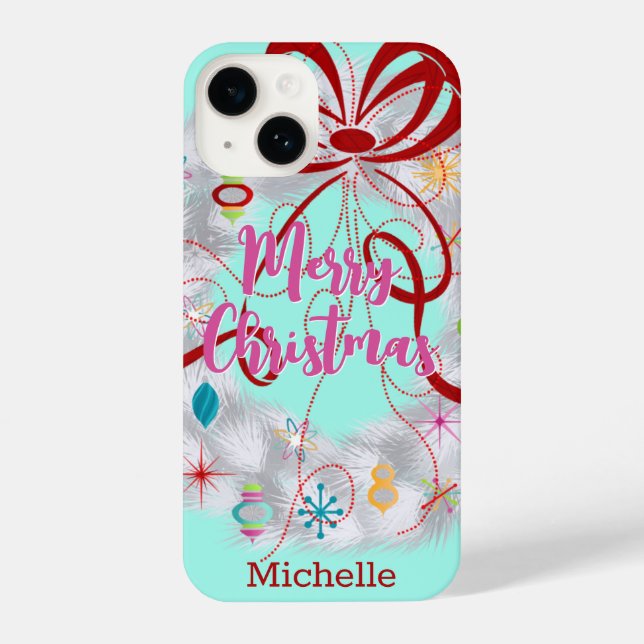 Aluminium Wreath Retro Weihnachten iPhone Hülle (Rückseite)