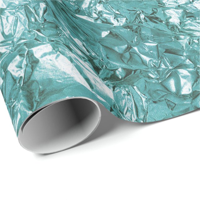 Aluminiumfolie Aquamarin Aquarell Geschenkpapier (Rolleneckpunkt)