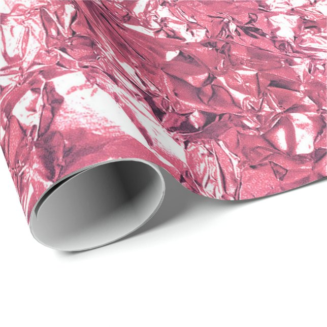 Aluminiumfolie Rosa Rose Weiße Falten Geschenkpapier (Rolleneckpunkt)