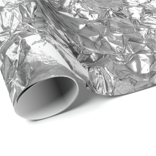 Aluminiumfolie Silbergraue Metallik gefälscht Geschenkpapier (Rolleneckpunkt)