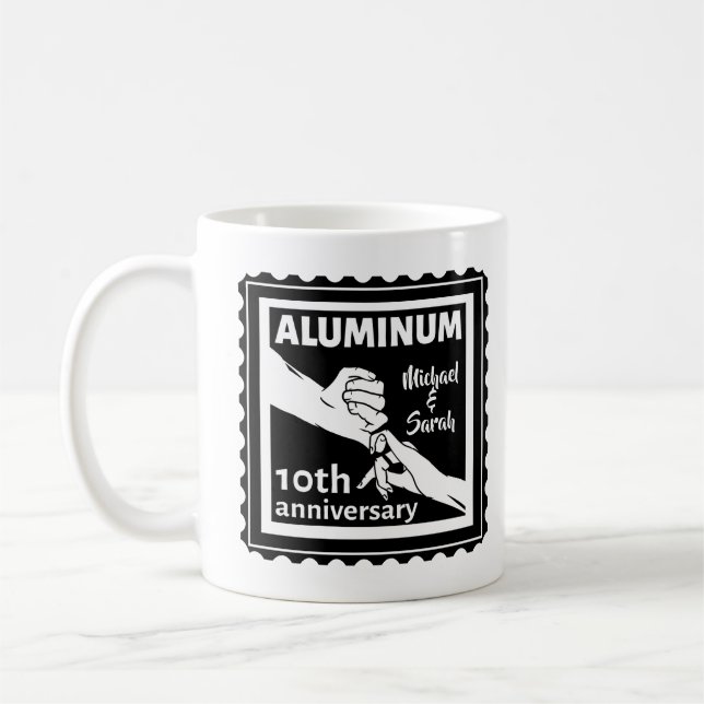 ALUMINUM Traditionelles 10-jähriges Hochzeitsstipe Kaffeetasse (Links)